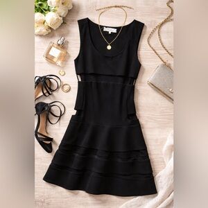 Parker Black Sleeveless Fit & Flare Dress Open Back Size M